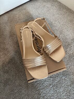 Reformation Metallic Gold Strappy Slingback Sandals